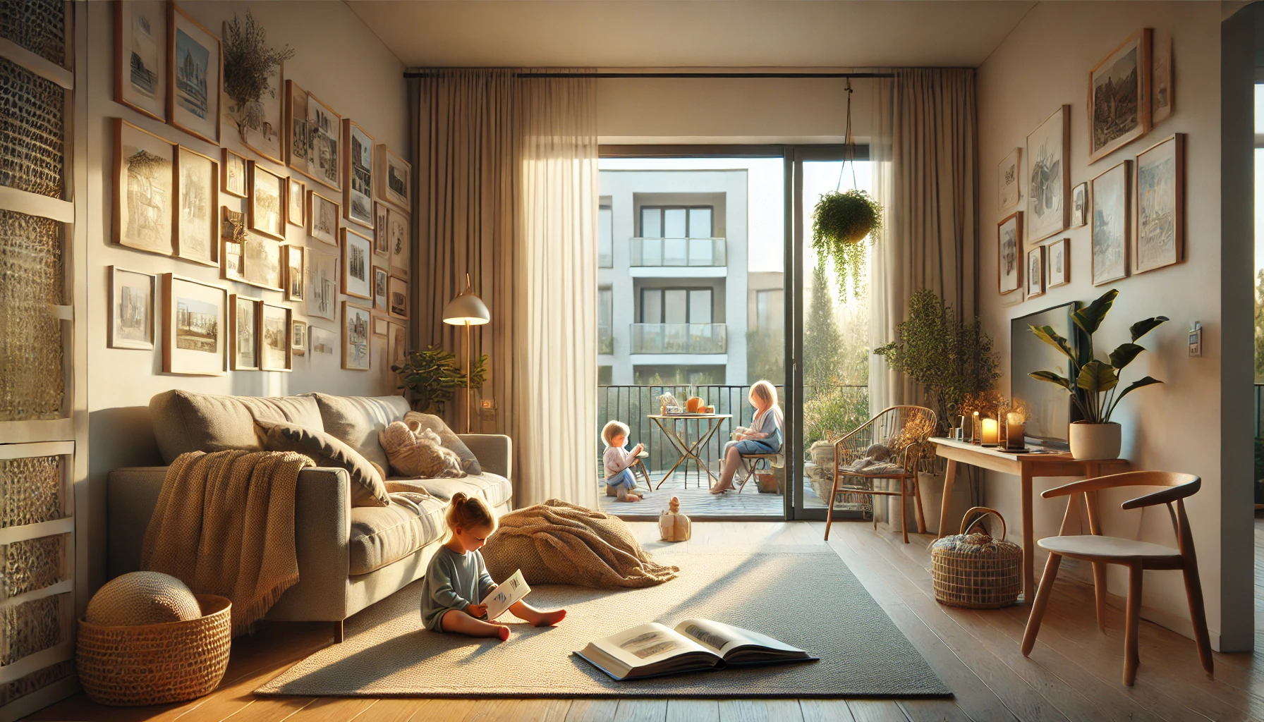 Acogedor departamento con niños jugando.